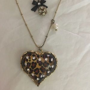 Cheetah heart Betsy Johnson necklace